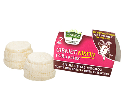 2 Gibniet Nixfin t'Ghawdex bil-Halib tal-Moghoz (Dried Goat's Cheeselets)